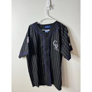Vintage 90s Colorado Rockies MLB Pin Striped Sewn Starter Jersey Men's Size L